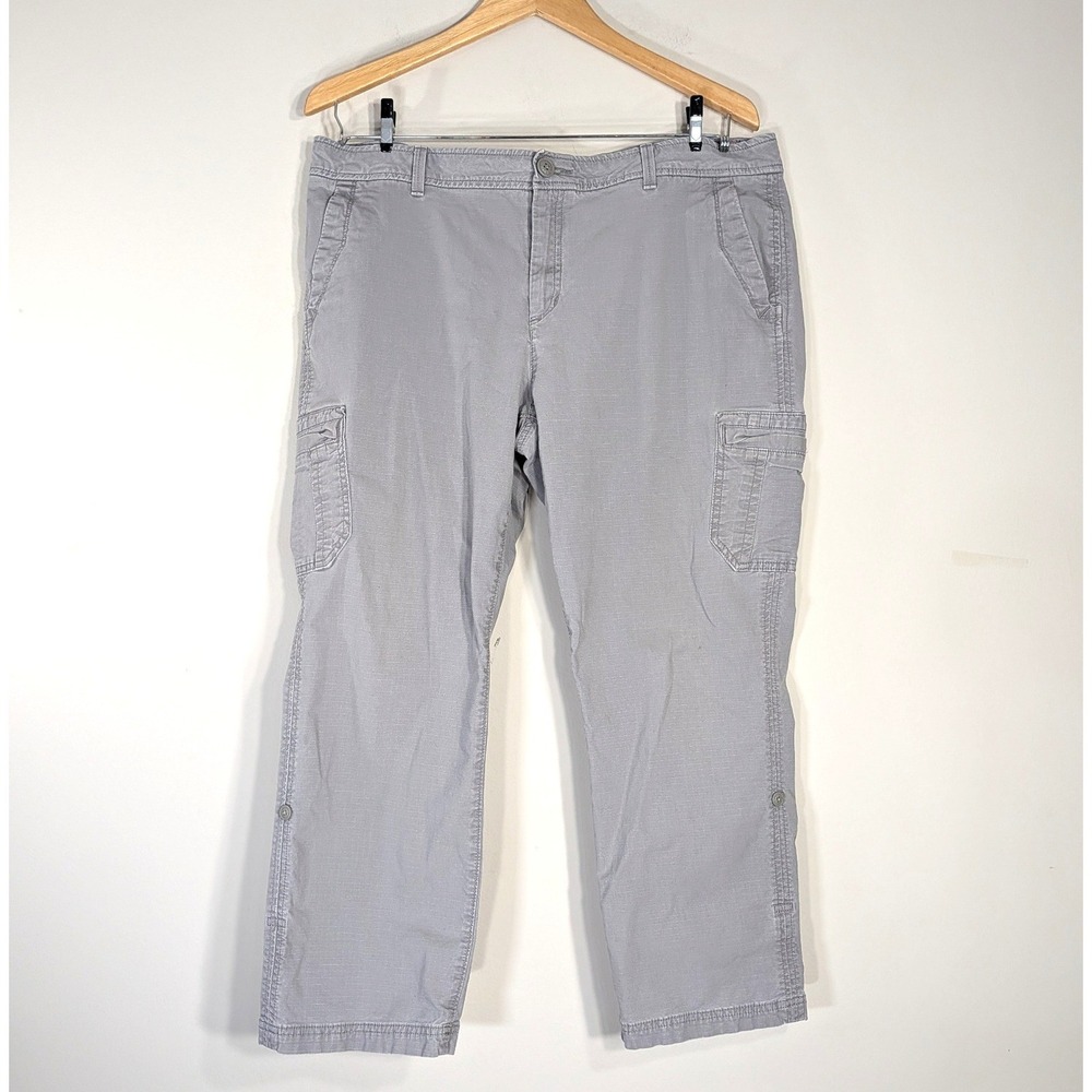 Eddie Bauer Gray Cargo Pants; Ripstop Crop Slightly Curvy 16